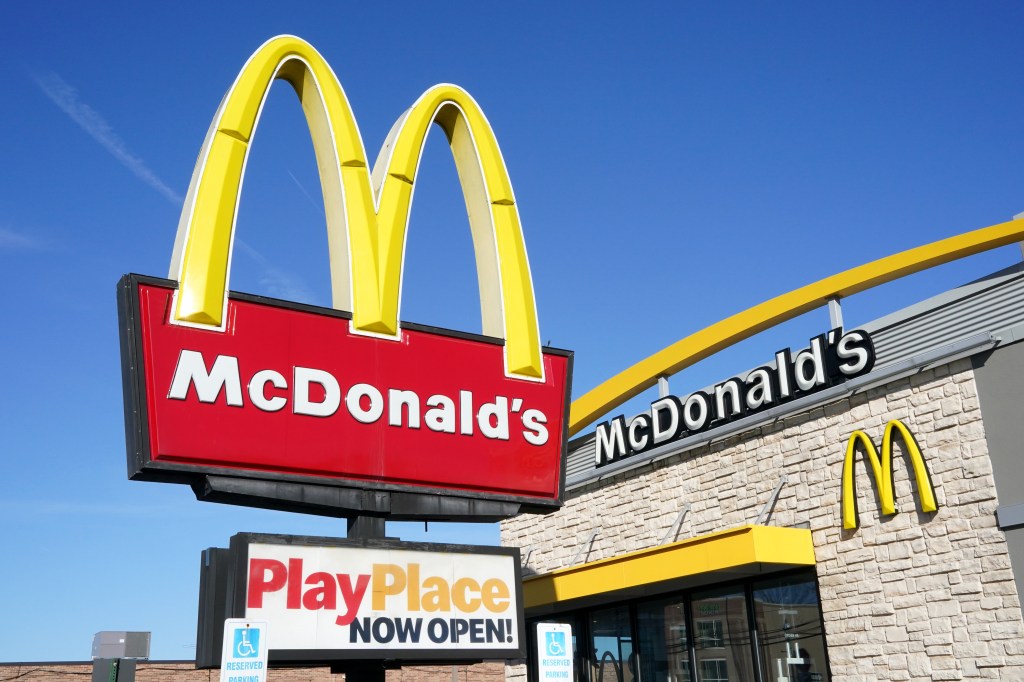 An overall view of a McDonald's restaurant sign as seen in Northval, one on February 22, 2025.